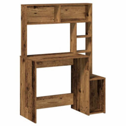 Berkfield Desk With Shelves Old Wood 100X45X140 Cm Engineered Wood - thumbnail 2