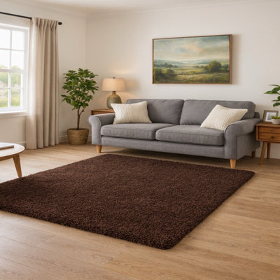 Uetian Extra Thick Heavy 5Cm Pile Soft Shaggy Rugs Modern Area Rugs Bedroom Hall Rugs Dark Brown120 X 170Cm - image 1