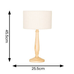 Valuelights Victoria Candlestick Light Wood Table Lamp With Cream Boucle Drum Lamp Shade - thumbnail 6