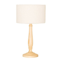 Valuelights Victoria Candlestick Light Wood Table Lamp With Cream Boucle Drum Lamp Shade - thumbnail 2