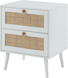 Home Treats Rattan Chest Of Drawers White Wooden Bedside Table 2 Drawer - thumbnail 5