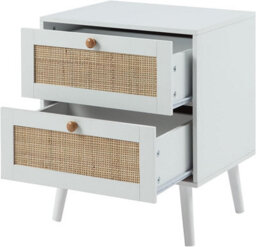 Home Treats Rattan Chest Of Drawers White Wooden Bedside Table 2 Drawer - thumbnail 6