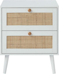 Home Treats Rattan Chest Of Drawers White Wooden Bedside Table 2 Drawer - thumbnail 7