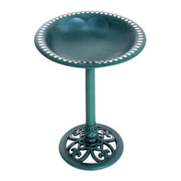 Outsunny 50Cm Outdoor Bird Bath Fountain, Decrative Garden Feeder Stand Green - thumbnail 2
