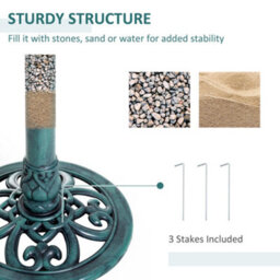 Outsunny 50Cm Outdoor Bird Bath Fountain, Decrative Garden Feeder Stand Green - thumbnail 6