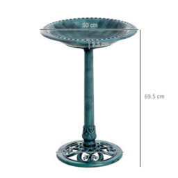 Outsunny 50Cm Outdoor Bird Bath Fountain, Decrative Garden Feeder Stand Green - thumbnail 3