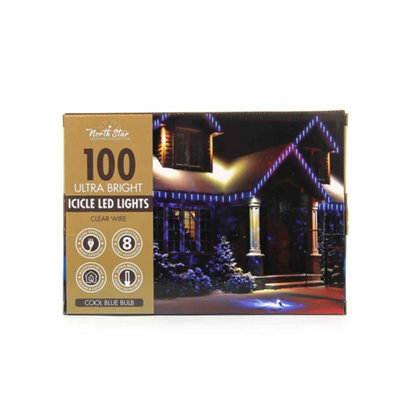 100 Led Icicle Lights Outdoor Ultra Bright Christmas Fairy Lights - Cool Blue - image 1