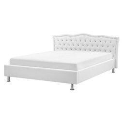 Beliani Bed Faux Leather Metz 160 X 200 Cm (Eu King Size) White - thumbnail 1