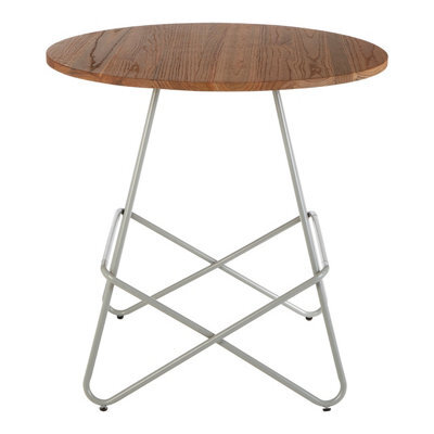 Orsina Grey Metal And Elm Wood Round Table, Geometric Coffee Table For Home And Office, Round Outdoor Dining Table - image 1