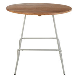 Orsina Grey Metal And Elm Wood Round Table, Geometric Coffee Table For Home And Office, Round Outdoor Dining Table - thumbnail 3