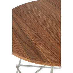 Orsina Grey Metal And Elm Wood Round Table, Geometric Coffee Table For Home And Office, Round Outdoor Dining Table - thumbnail 4