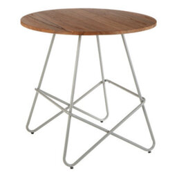 Orsina Grey Metal And Elm Wood Round Table, Geometric Coffee Table For Home And Office, Round Outdoor Dining Table - thumbnail 2
