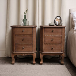Melody Maison Pair Of 2 Dark Wood 3 Drawer Bedside Tables - Ashwell Range - thumbnail 3