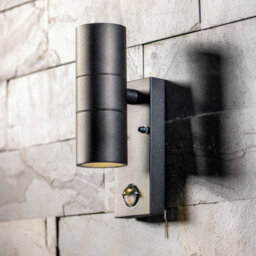 CGC Lighting Cgc Leon Black Stainless Steel Gu10 Up And Down Outdoor Wall Light Security Pir Motion Sensor