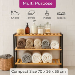 Neo 3-Tier Bamboo Shoe Rack Stand Natural Wooden Shoe Storage Shelf For Hallway Bedroom Bathroom - thumbnail 3