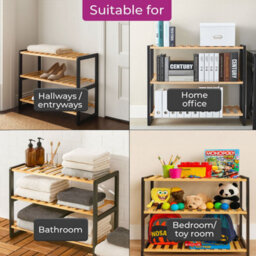 Neo 3-Tier Bamboo Shoe Rack Stand Natural Wooden Shoe Storage Shelf For Hallway Bedroom Bathroom - thumbnail 5