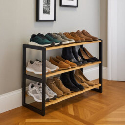 Neo 3-Tier Bamboo Shoe Rack Stand Natural Wooden Shoe Storage Shelf For Hallway Bedroom Bathroom - thumbnail 2