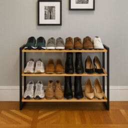Neo 3-Tier Bamboo Shoe Rack Stand Natural Wooden Shoe Storage Shelf For Hallway Bedroom Bathroom - thumbnail 1