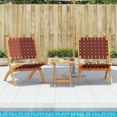 Berkfield Folding Garden Chairs 2 Pcs With Table Red Solid Wood - image 1