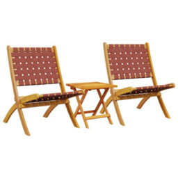 Berkfield Folding Garden Chairs 2 Pcs With Table Red Solid Wood - thumbnail 2