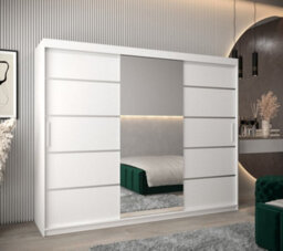 Arte Verona 02 Contemporary 3 Mirrored Sliding Door Wardrobe 9 Shelves 2 Rails White Matt (H)2000mm (W)2500mm (D)620mm - thumbnail 2