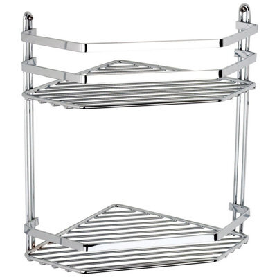 Euroshowers Shower Caddy Basket,  Double Corner Chrome Plated Stainless Steel - image 1