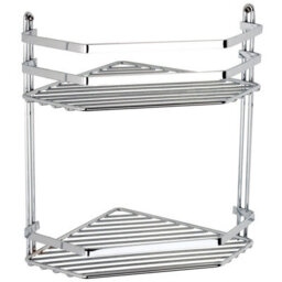 Euroshowers Shower Caddy Basket,  Double Corner Chrome Plated Stainless Steel - thumbnail 1
