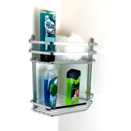 Euroshowers Shower Caddy Basket,  Double Corner Chrome Plated Stainless Steel - thumbnail 2