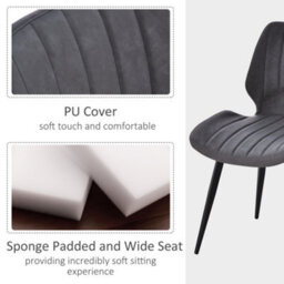 Homcom Set Of 2 Pu Leather Dining Chair Moulded Seats With Steel Frame Grey - thumbnail 5