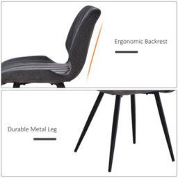Homcom Set Of 2 Pu Leather Dining Chair Moulded Seats With Steel Frame Grey - thumbnail 4