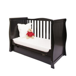 VICULII Willow Sleigh Mini Cot Bed Black With Drawer And Bamboo Mattress - thumbnail 5