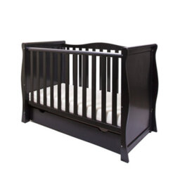 VICULII Willow Sleigh Mini Cot Bed Black With Drawer And Bamboo Mattress - thumbnail 4