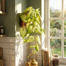 Leaf Pack Of 6 X 25Cm Artificial Trailing Variegated Caladium Vine Plant Light Green - thumbnail 5