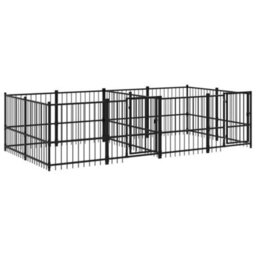 Berkfield Outdoor Dog Kennel Steel 7.51 M2 - thumbnail 2
