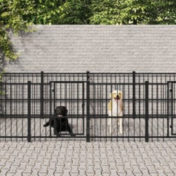 Berkfield Outdoor Dog Kennel Steel 7.51 M2 - thumbnail 1