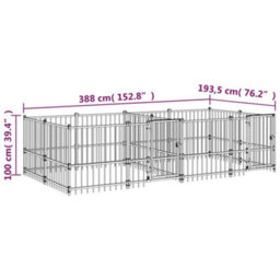 Berkfield Outdoor Dog Kennel Steel 7.51 M2 - thumbnail 6