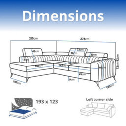 Beige Corner Sofa Bed With Storage And Sleeping Function Laurence Wood And Metal Frame Adjustable Headrests Modern Home Left Side - thumbnail 6