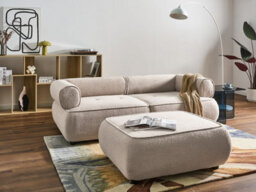 Beliani Sofa 3 Seater Salla Boucle Beige With Ottoman - thumbnail 2