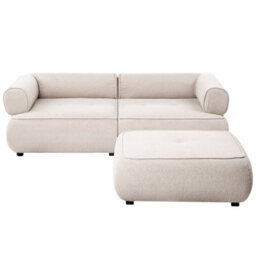 Beliani Sofa 3 Seater Salla Boucle Beige With Ottoman - thumbnail 4