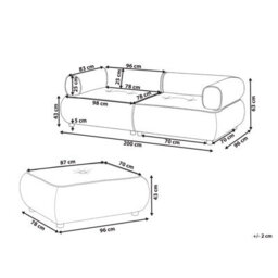Beliani Sofa 3 Seater Salla Boucle Beige With Ottoman - thumbnail 3