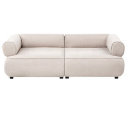 Beliani Sofa 3 Seater Salla Boucle Beige With Ottoman - thumbnail 5