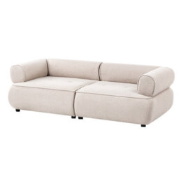 Beliani Sofa 3 Seater Salla Boucle Beige With Ottoman - thumbnail 6