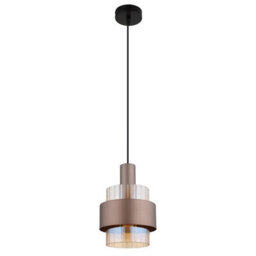Luminosa Lighting Luminosa Milley Slim Pendant Ceiling Light Matt Black Amber Glass Shade 1X E27 - thumbnail 2