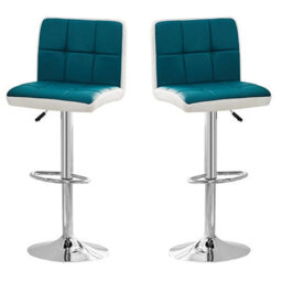 Furniture in Fashion Copez Teal And White Faux Leather Bar Stools In Pair - thumbnail 2