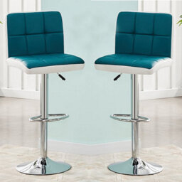 Furniture in Fashion Copez Teal And White Faux Leather Bar Stools In Pair