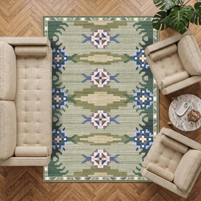 Decoranddecor Area Rugs, Living Room Rugs, Washable Rugs, 160X230Cm, Non-Slip, Pet Friendly, Low Pile, Geometric Rug - Sore - image 1