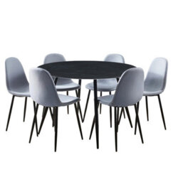 Hallowood Furniture Cullompton Large Round Black Dining Table (1.2M) With 6 Chairs (Cha502-Sgy) - thumbnail 8
