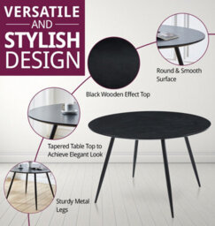 Hallowood Furniture Cullompton Large Round Black Dining Table (1.2M) With 6 Chairs (Cha502-Sgy) - thumbnail 4