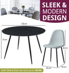 Hallowood Furniture Cullompton Large Round Black Dining Table (1.2M) With 6 Chairs (Cha502-Sgy) - thumbnail 3