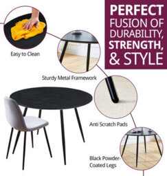 Hallowood Furniture Cullompton Large Round Black Dining Table (1.2M) With 6 Chairs (Cha502-Sgy) - thumbnail 2